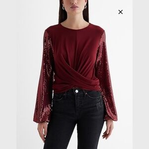 NWT Express Cropped Balloon Sleeve Top